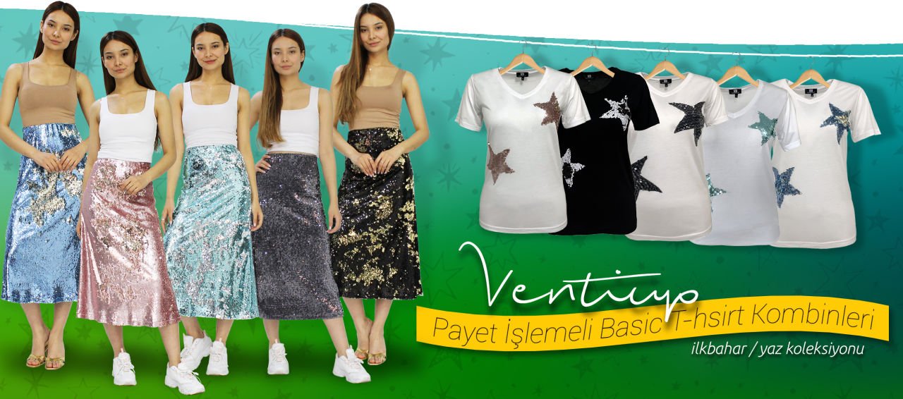 Ventiup Payet İşlemeli Basic T-hsirt kombinleri