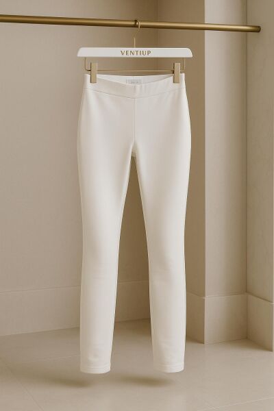 Ventiup Yüksek Bel Beyaz Slim Fit Tayt Pantolon