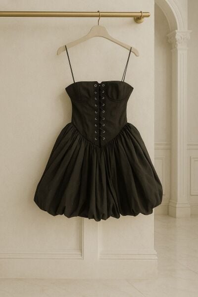 Bella Korse Mini Elbise Black