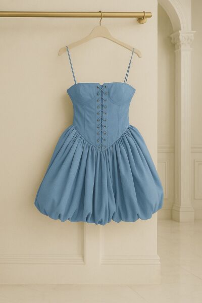 Bella Korse Mini Elbise Blue