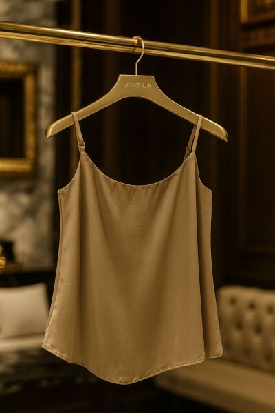 Nude Satin Touch Askılı Bluz