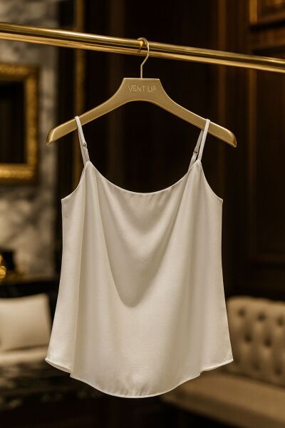 Ivory Satin Touch Askılı Bluz