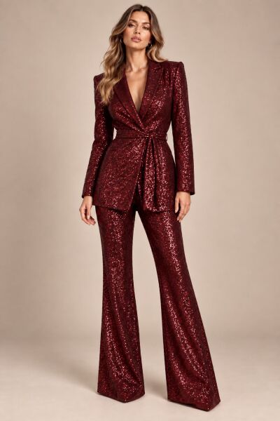 Bordo Payet İspanyol Paça Pantolon