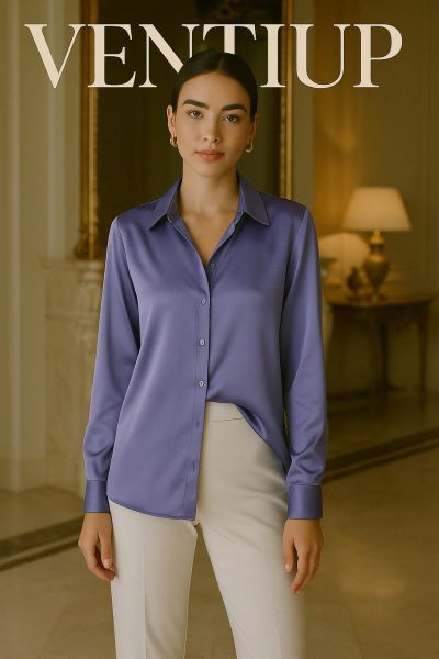 Alya İpek Saten Gömlek – Lavanta