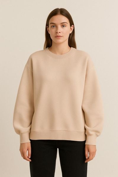 Soft Beige Oversize Sweatshirt